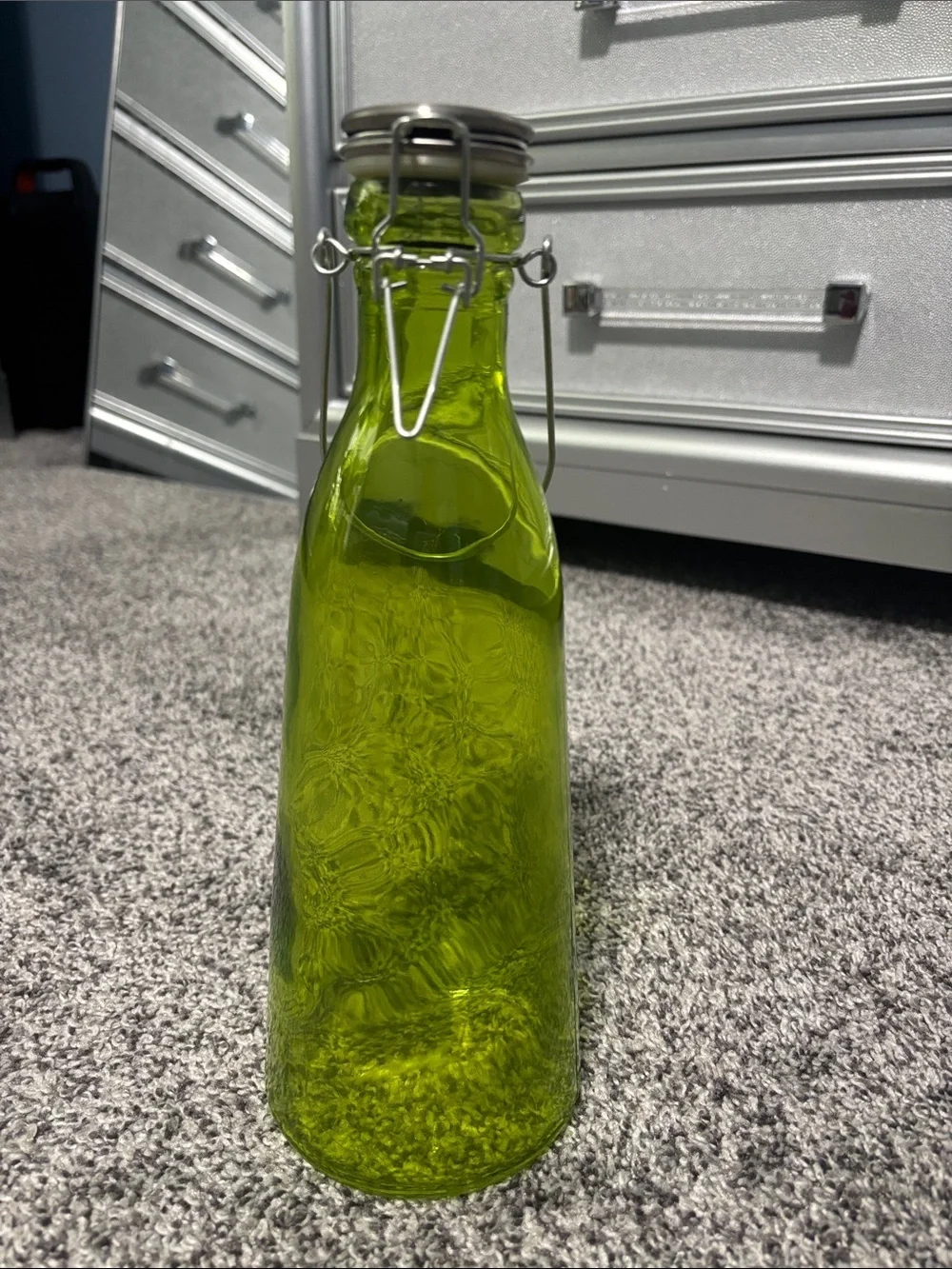 Green Glass Bottle with Swing Top Cap